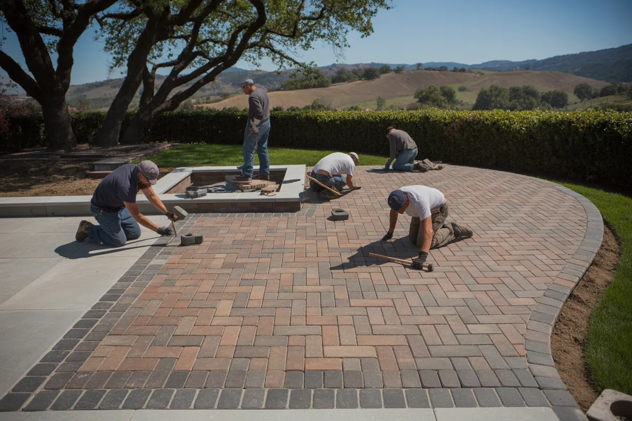 Paver patio installation in Sonoma County by The Great Landscape LLC