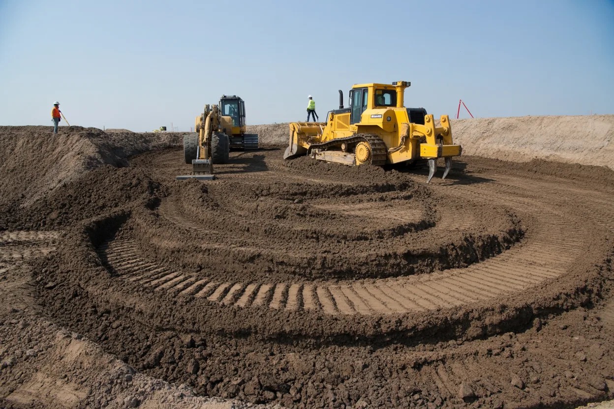 Soil preparation and grading for landscaping