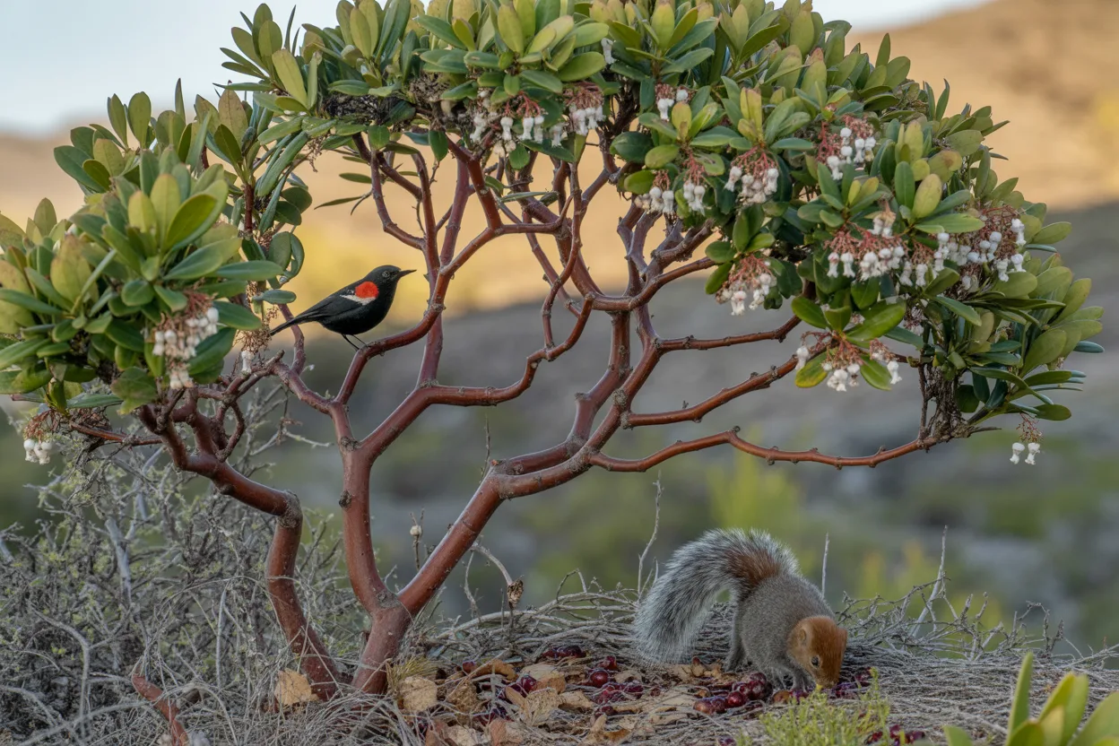Manzanita shrub in a native garden