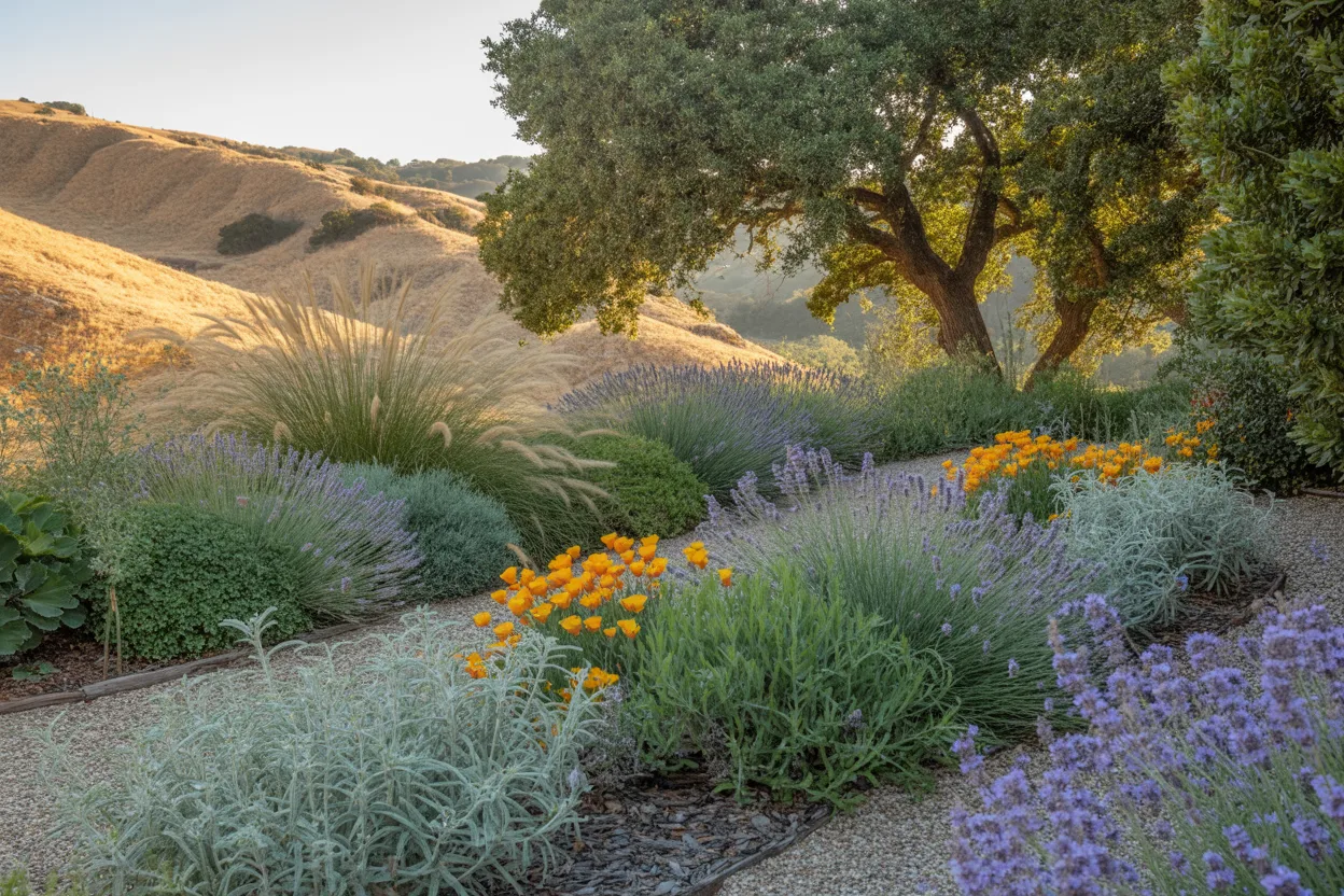Native California garden with succulents and grasses