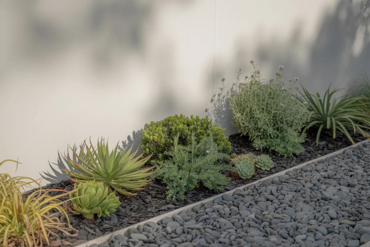 Low plants near house with defensible spacing