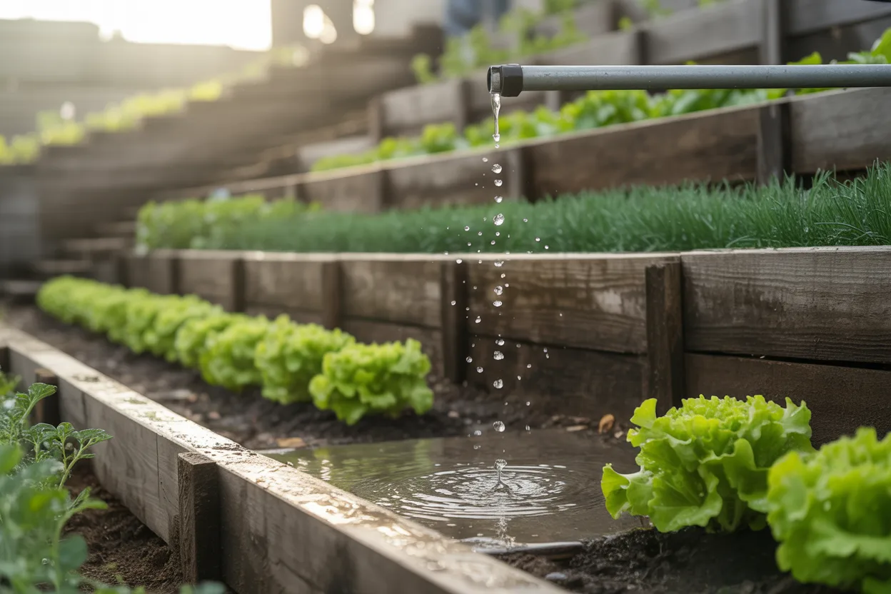 Drip irrigation on a slope